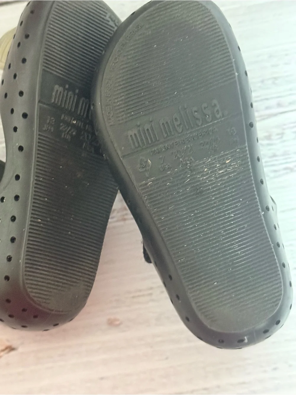 Mini Melissa Black Mary Jane Jelly Shoes with Lime Accent